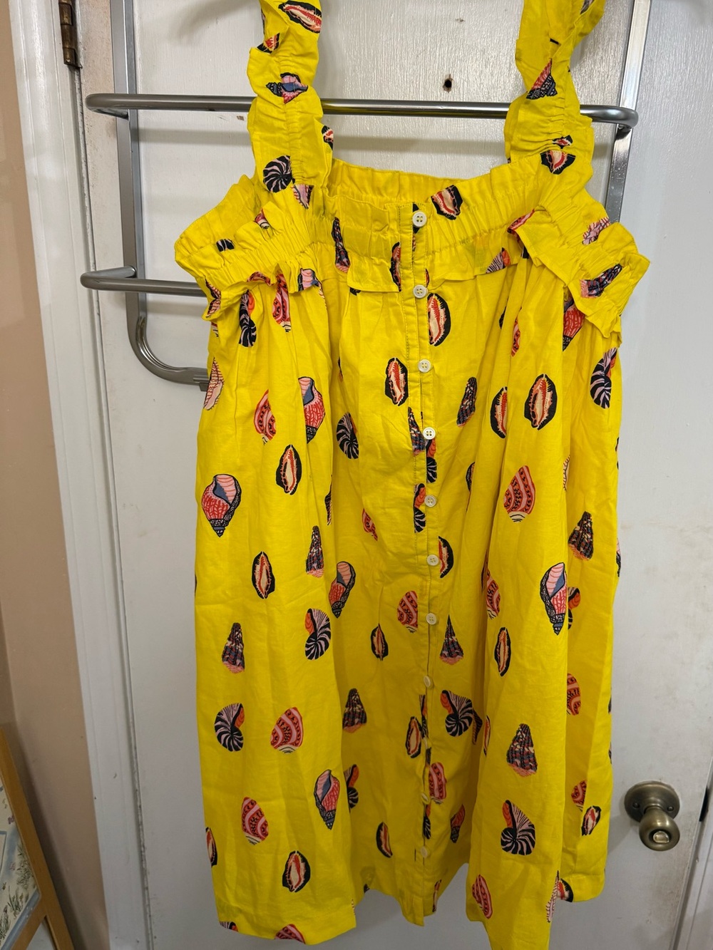 Yellow Printed Button-Front Women's Sundress